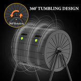 Compost Bin Outdoor 37.5 Gallon All-Season Dual Chamber Tumbling for Garden, Kitchen