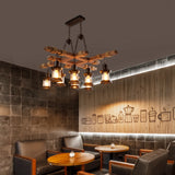 Vintage Wood Ceiling Chandelier Retro Ceiling Lamp Antique Industrial Chandelier