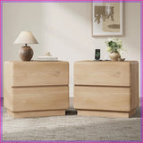 Nightstand Set of 2 with Charging Station, 23.6" Bedside Table with 2 Drawers