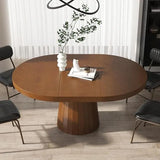 Round Extendable Dining Table with Pedestal Base, 39"-55" Expandable Dining Room Table