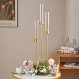 10pcs 3 Arm Gold Candelabra for Table 34in Tall Metal Candlestick Holder