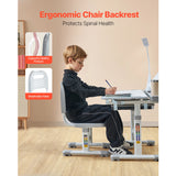 SucceBuy Kids Study Chair and Desk Set Study Desk and Chair for Kids with Table Lamp Adjustable Height  for Bedroom