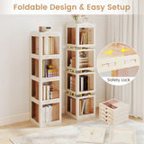 360° Spinning Bookcase w/ Swivel Base, 4-Tier Revolving Bookshelf