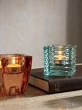 3 Colors Nordic Glass Candle Holder (Orange/Blue/Green), Square Striped 2 In 1