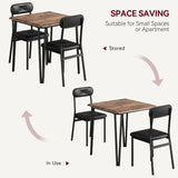 Dining Table for 2, Small Square kitchen Dinner Table Set for 2,Space Saving Wood