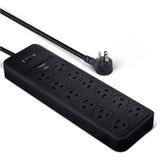 12-Outlet Surge Protector Power Strip w/ 4000 Joules and 8ft Cord for Home