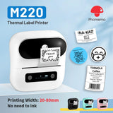 Phomemo M220 Label Printer Portable Handheld Thermal Maker Bluetooth Barcode QR Code Sticker Paper Rolls