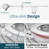 SAMODRA Bidet Non-Electric Toilet Attachment Dual Nozzle Bidet Adjustable