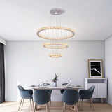 Crystal Ceiling Chandelier 3 Rings Hanging Chandelier In The Living Room