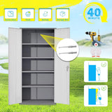 Metal Storage Cabinet, 72" Garage Cabinet with Doors and Shelves Lockable Steel Multifunctional Cabinets