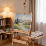 Large Wood H-Frame Easel W/ Storage Tray Adjustable Artist Easel Stand with Artist Storage Drawer