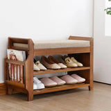 2Tier Shoe Rack Bench 31 Inch Entryway Bench with Storage Basket for Living Room