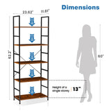 JHK 5 Tier Bookcase Bookshelf Modern Book Case For Books Corner Storage Organizer for Bedroom Home Office