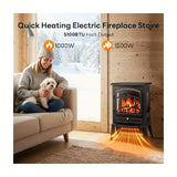 5100 BTU Electric Fireplace Stove Heater with Adjustable Flame & Thermostat