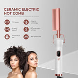 Hot Comb for Black Hair with 12 Temp Settings Up to 450°F, Electric Straightening Comb for Curling/Straightening