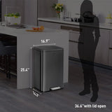 13.2 Gal Kitchen Step Trash Can with Soft Close Lid, Stainless Steel Recycling Bin