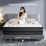 Queen 12 Inch Hybrid Spring Mattress, Medium Firm Comfort Foam