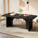 Tribesigns Modern White Dining Table for 4-6 People, 63" Large Rectangle Kitchen Table with Arch Design Legs,