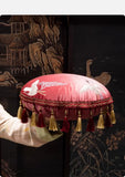 Round Shape Pillows Embroidery Cushion Crane Pattern Decorative Pillow Cover For Sofa Chair