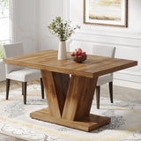 Tribesigns 47-Inch Dining Table for 4-6, White Kitchen Dinner Table with Heavy Duty Pedestal