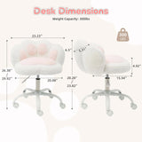 Vanity Chair with Cat Paw Back,Armless Desk Chair Cute Small Office Chair with Wheels Adjustable Height