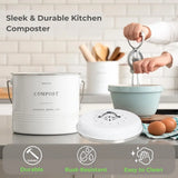 Kitchen Compost Bin – 1.3 Gallon Countertop Farmhouse Compost Container With Lid
