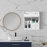 Bathroom Shelf White Wall Cabinet Bathroom Wall Mounted Wall Cabinet with 2 Drawers for