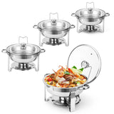 2/4 Pack Chafing Dish Buffet Set, 5QT Buffet Servers and Warmers, Round Catering Warmer with Glass