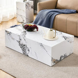 Rectangle Faux Marble Coffee Table MDF Living Room Tea Center TV Table