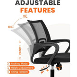 Black Mesh Gaming Office Chair Mid Back Lumbar Support Adjustable Height Swive