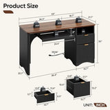55 inch Computer Desk with Keyboard Tray and Power Outlet Modern Home Office Desk