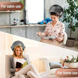 Salon and home use hooded hair dryer with adjustable height, stainless steel construction,