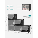 SONGMICS Shoe Rack, 6 Cubes With Doors, 24 Pair For Bedroom,  Plastic