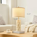 24" Modern Ceramic Set of 2 Bedroom Lamps, Nightstand Lamp for Living Rooms