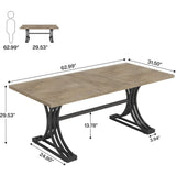 Modern 5FT Conference Table for 4-6 People, Strong Metal Frame Office Meeting Desk with Grey Top