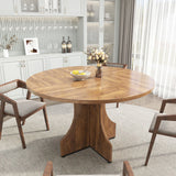 Farmhouse 47-Inch Round Kitchen Table for 4-6 People Adjustable Feet Wood Dining Table