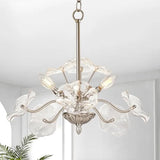 Modern Gold Chandelier, Vintage Flower Glass Pendant Light Fixture
