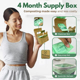 1.6 Gal Small Compost Bags for Kitchen Countertop Bin - 50 Count Cornstarch Leakproof