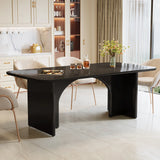 Tribesigns Modern White Dining Table for 4-6 People, 63" Large Rectangle Kitchen Table with Arch Design Legs,