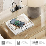 Set of 2 Nightstands w/ Charging Station, Power Outlets & USB Ports for Living