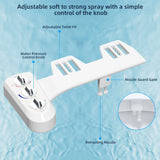 Toilet Seat Bidet with Self Cleaning Dual Nozzle, Hot and Cold Water Spray Non-Electric Mechanical
