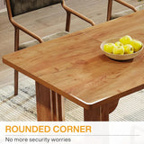 Modern Rectangular Dining Table, Wood Pedestal Base For 6-8 People