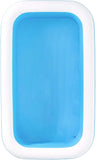 Inflatable Family Pool 10x6x22in Rectangular for Kids Ages 6+ Easy Setup