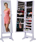 Full Length Standing Mirror, Lockable Makeup Storage Organizer