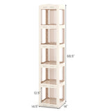 360° Spinning Bookcase w/ Swivel Base, 5-Tier Revolving Bookshelf