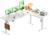 63 Inch Electric L Shaped Standing Desk Reversible Corner Height Adjustable