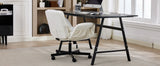 TCGBKAF White Criss Cross Chair with Adjustable Arms Chenille Swivel Vanity Chair with Side Pockets Ergonomic Cross Legged Office Chair with Wheels Adjustable Height Computer Desk Chair