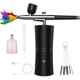 Cordless Rechargeable Airbrush Kit with 160KPA Compressor for Barbers Model