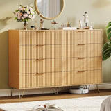 Fluted Dresser for Bedroom with 8 Drawers with Metal Handle