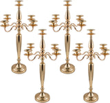 4Pcs 5 Arm Gold Metal Candlestick Holder for Wedding Decorative(28 Inch